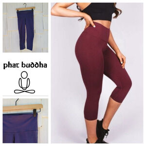 Phat Buddha Navy Seamless‎ Capri Athletic Leggings Size OS